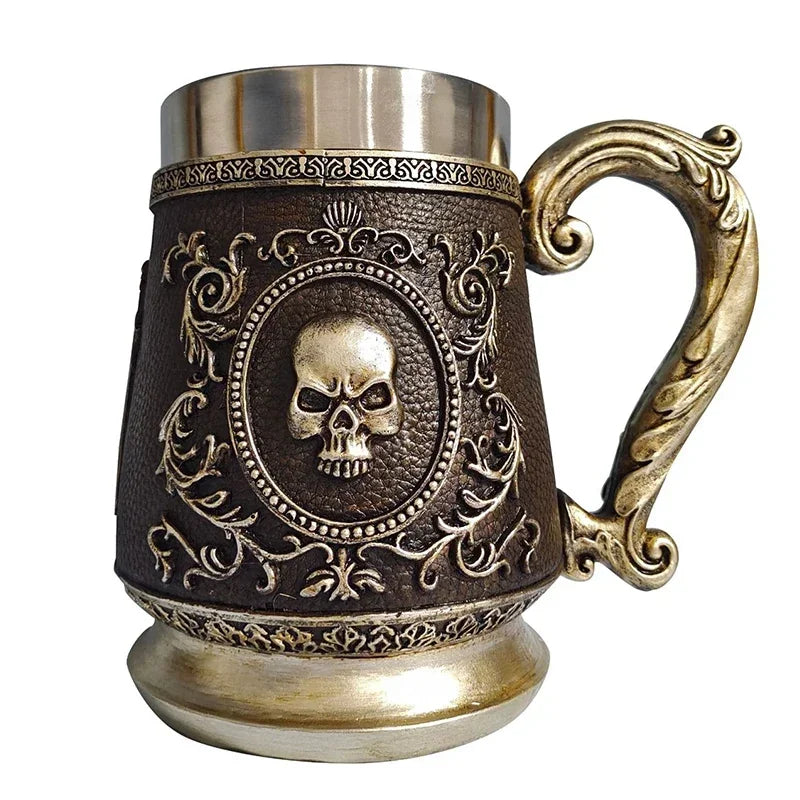 Tasses à bière Norse Myenson, arbre du monde, viking, kokor, baril de chêne, chope en résine, acier inoxydable, tasse à eau, tasse à café, 600ml