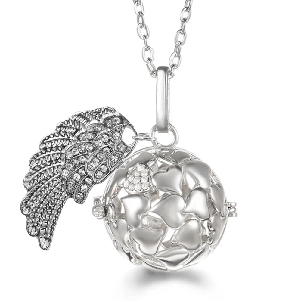 Collier Bola Mexique avec ailes d'ange, arbre de vie – diffuseur d'huile essentielle aromathérapie, pendentif parfumé pour femme, idée cadeau raffinée.