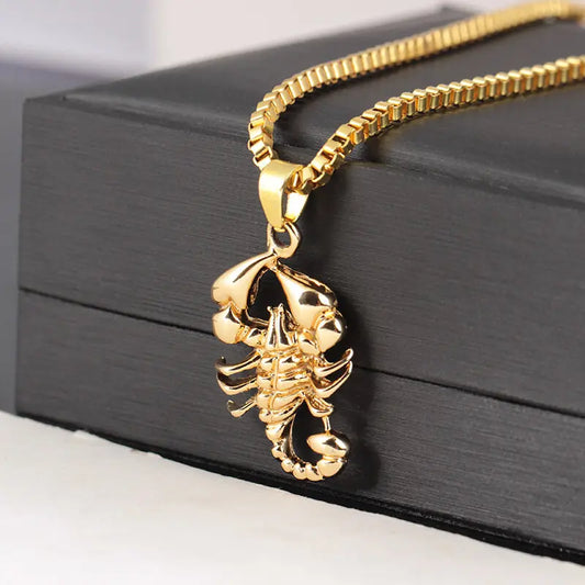 Collier pendentif Scorpion en or pour homme, bijoux punk, rock, hip hop, cadeau