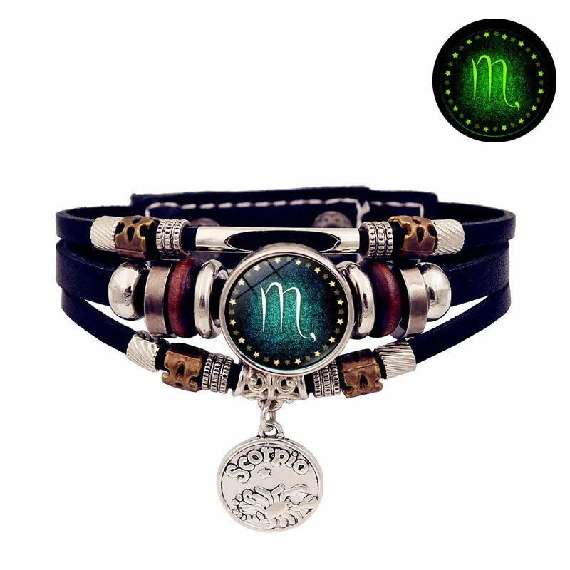 Bracelet en cuir du zodiaque ciel étoilé lumineux, multicouche, perles, bijoux pour Couple, cadeau d'amitié