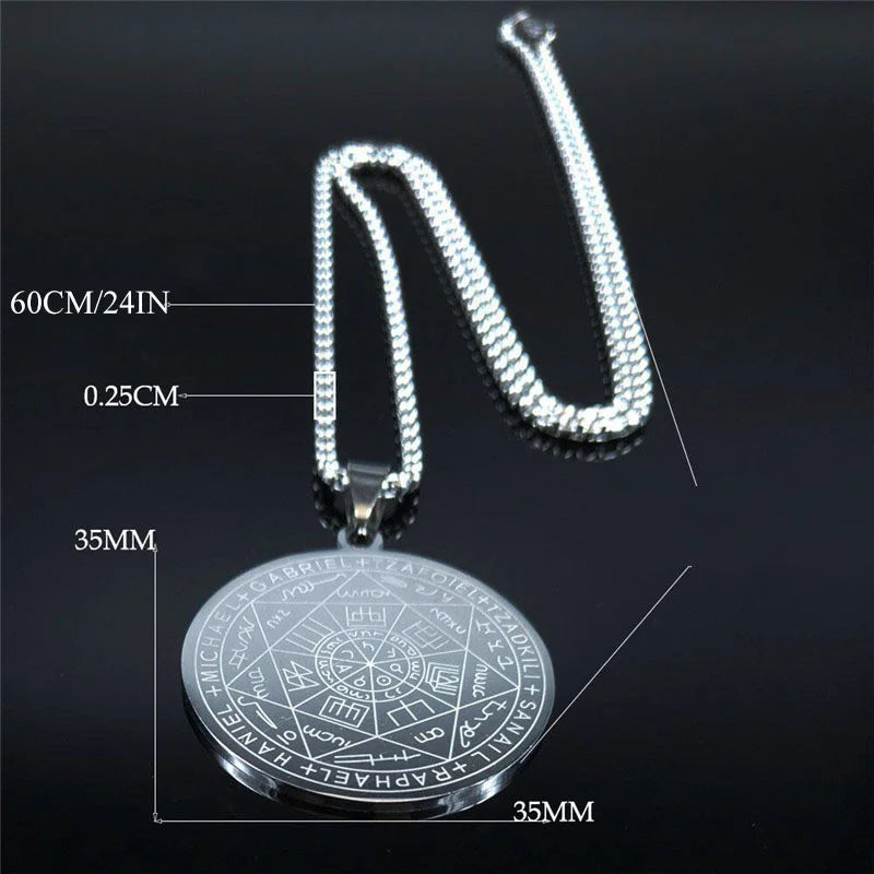 Colliers amulette des sept archanges en acier inoxydable pour hommes, collier Talisman sceau de salomon, bijoux de Protection
