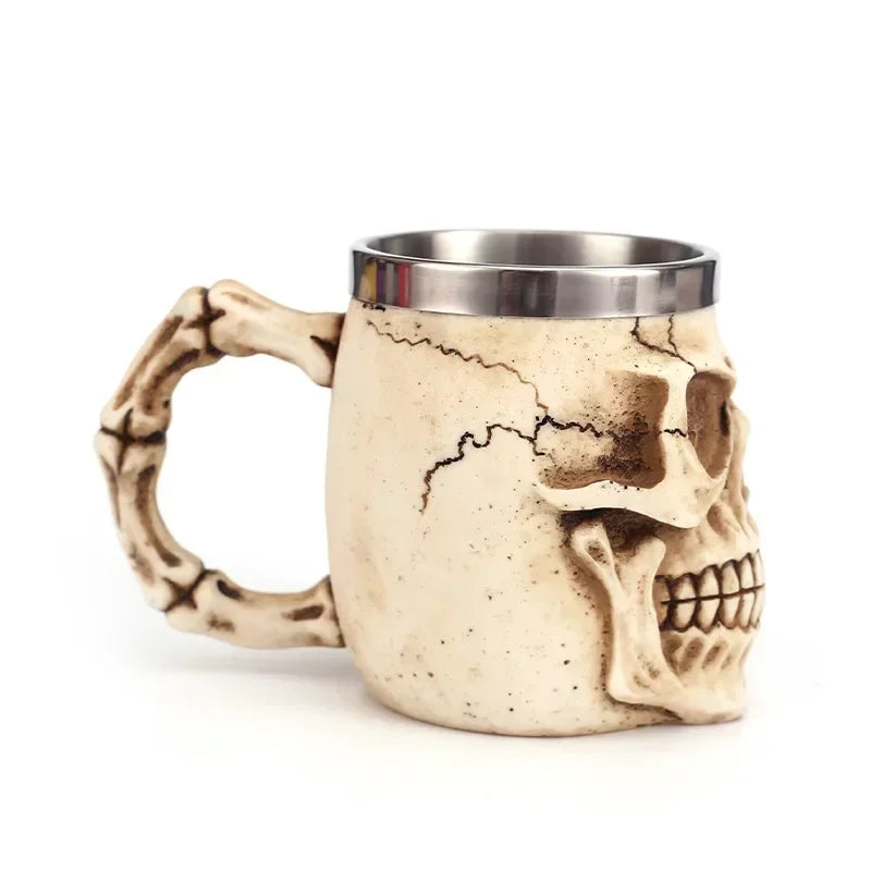 Tasse gothique en forme de crâne, accessoires de Bar, tasse en résine 3D, tasse en résine en acier inoxydable, verres de fête Viking, Tankard de bière, décoration de maison, usage domestique