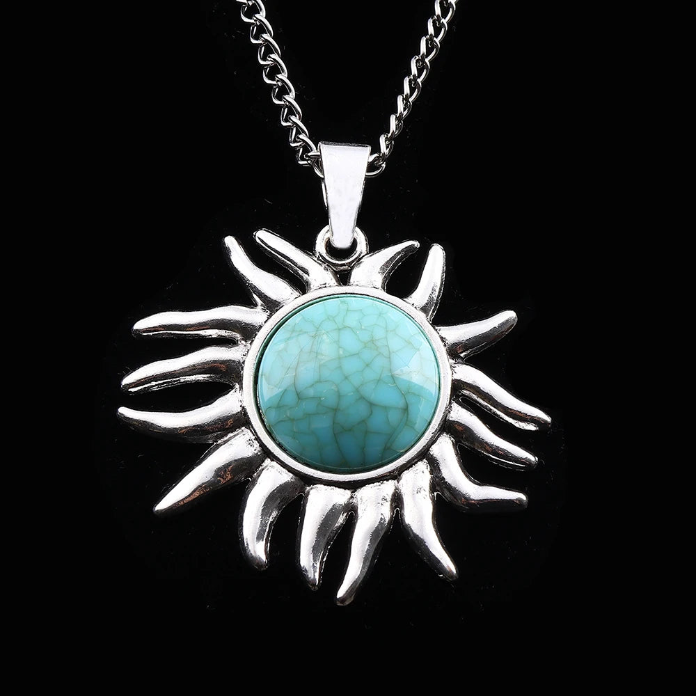JOLagenlook-Collier avec pendentif à barre rectangulaire turquoise, bohème occidental, cowgirl, longueur réglable, bijoux longs, tour de cou à maillons, 20"