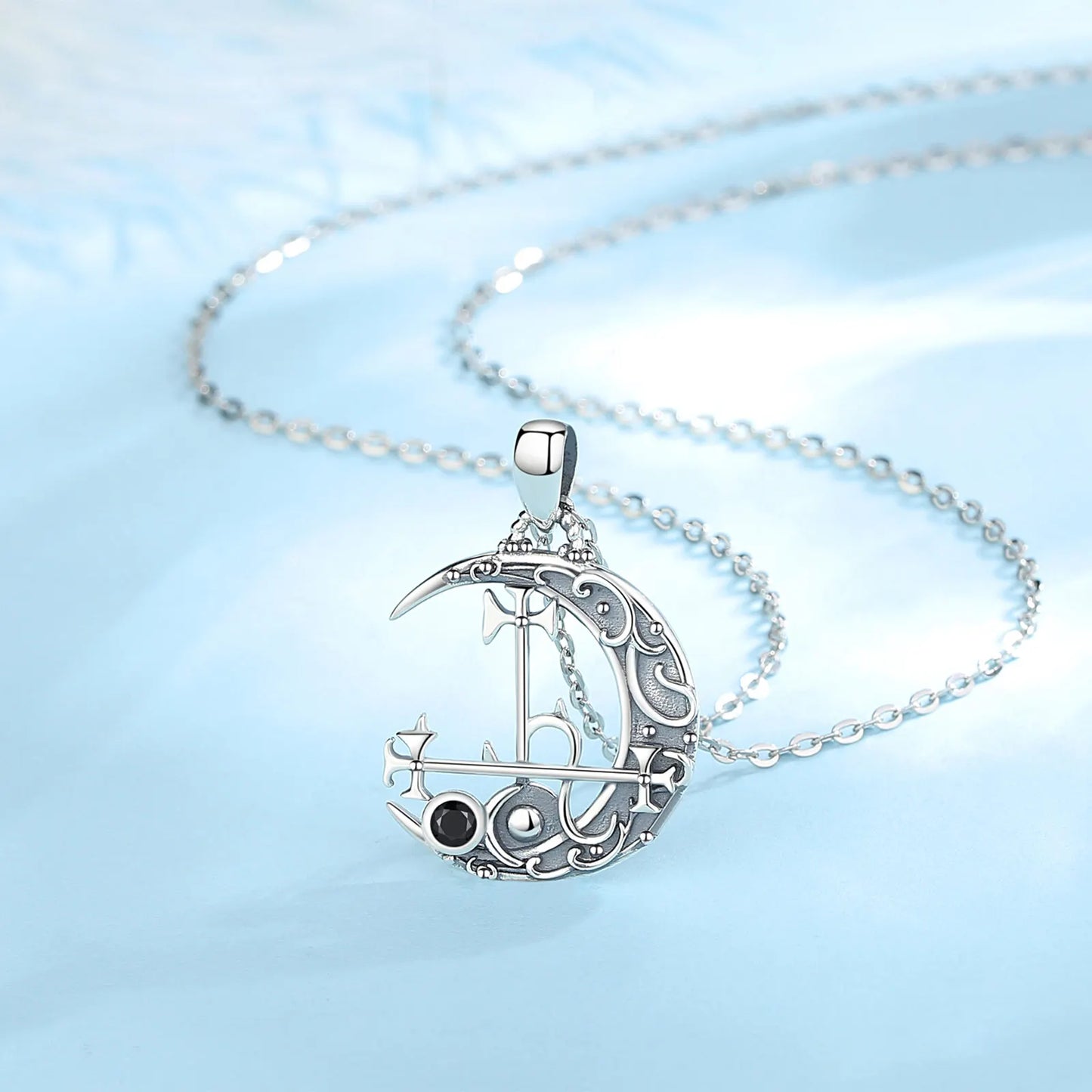 Eudora 925 argent Sterling Lilith lune collier pour femmes homme Vintage démon Lilith Sigil pendentif personnalité bijoux cadeau de fête