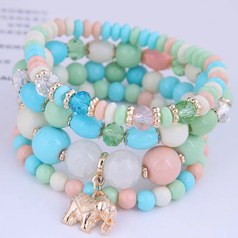 DIEZI bohème rose perles de cristal coeur bracelets porte-bonheur femmes filles ethnique arbre de vie breloque Bracelet Pulseira Feminina