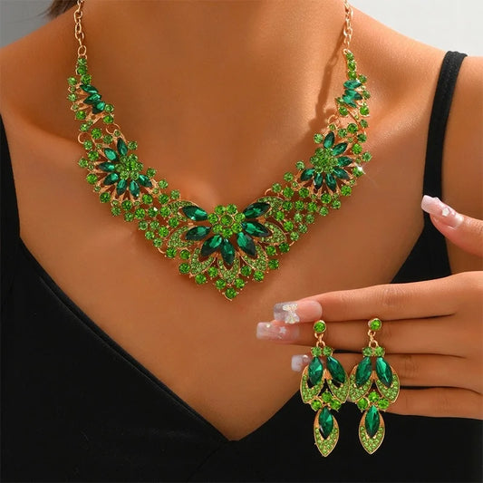 Ensemble de collier vintage pour femme, feuilles, fleurs, accessoires pour patients exagérés, 2 pièces