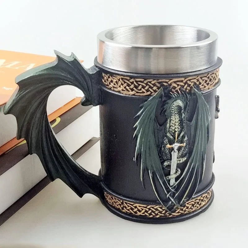 Tasses à bière Norse Myenson, arbre du monde, viking, kokor, baril de chêne, chope en résine, acier inoxydable, tasse à eau, tasse à café, 600ml