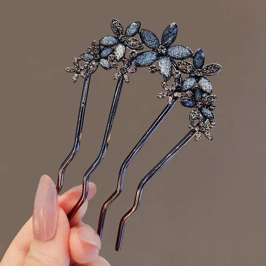 Épingle à cheveux en forme de 03/U pour femme, fermoir à cheveux en alliage féminin, accessoires pour chignon rétro français, perle élégante, peignes à fleurs, cadeau