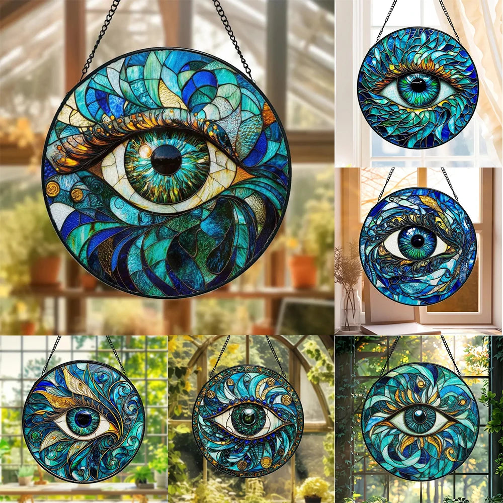 Attrape-soleil en verre contre le mauvais œil, acrylique, porte-bonheur, breloque ronde, décor de fenêtre, décor mural de porche, décor à la maison