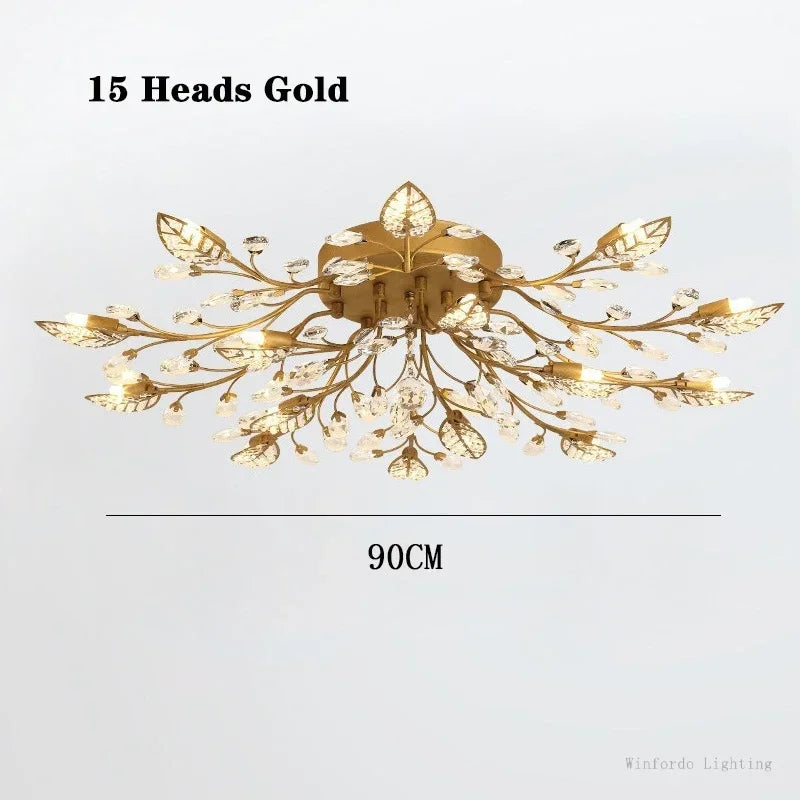 Plafonnier LED en cristal au design nordique moderne, disponible en noir et en jaune or, luminaire décoratif de plafond, idéal pour un salon ou une chambre à coucher, G4