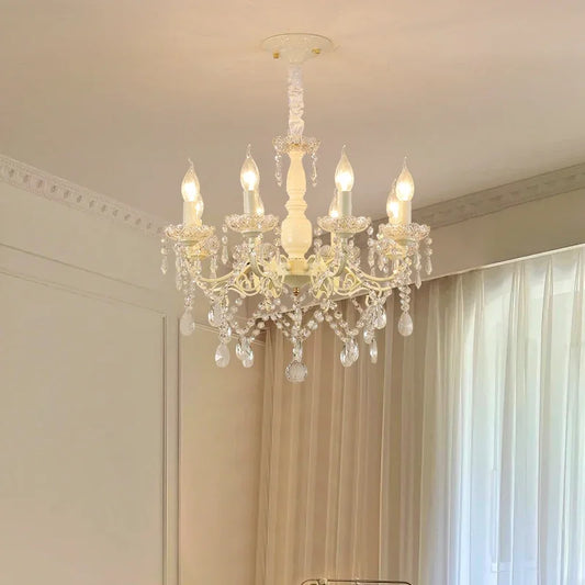 2025 lustres en cristal français lampes en cristal blanc laiteux lumière Table à manger de luxe chambre de princesse chambre de fille Chand