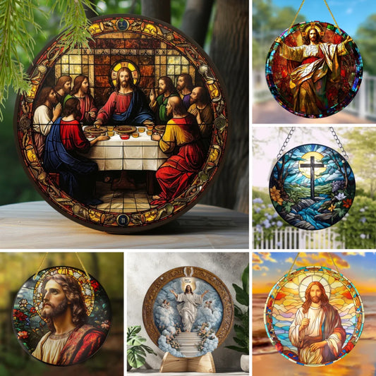 Attrape-soleil de Jésus religieux en acrylique Art déco, plaque murale polyvalente, panneau décoratif pour la maison et le jardin