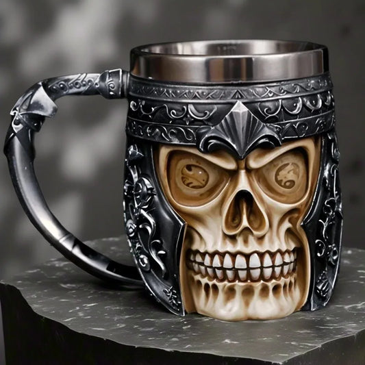 Tasse gothique en forme de crâne, accessoires de Bar, tasse en résine 3D, tasse en résine en acier inoxydable, verres de fête Viking, Tankard de bière, décoration de maison, usage domestique