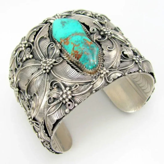 Bracelet manchette ethnique sculpté Vintage, Punk bohème, ouverture, feuilles, bijoux de mariage pour femmes