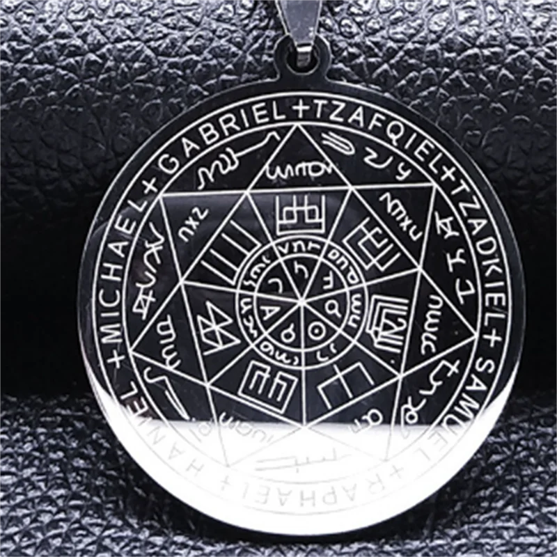 Colliers amulette des sept archanges en acier inoxydable pour hommes, collier Talisman sceau de salomon, bijoux de Protection