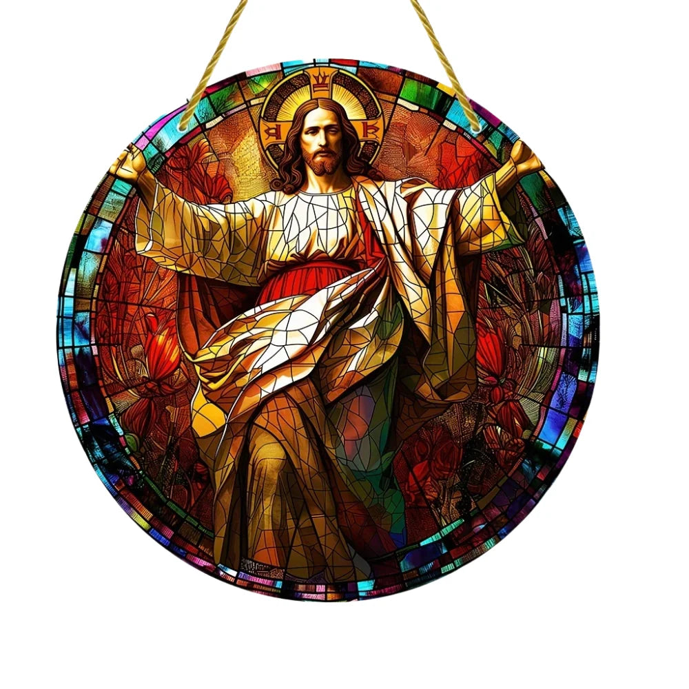 Attrape-soleil de Jésus religieux en acrylique Art déco, plaque murale polyvalente, panneau décoratif pour la maison et le jardin