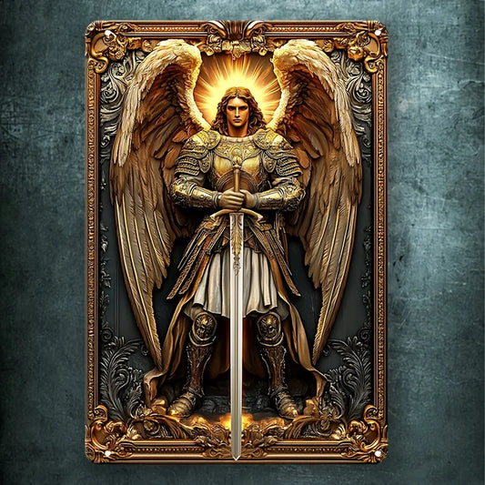 Plaque murale décorative en aluminium de style Boho Angel, 7.87x11.81 po, art de l'archange en relief OJ, maison, salon