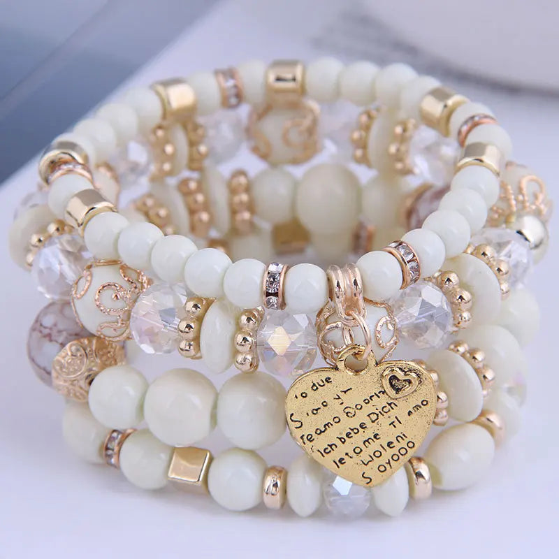 DIEZI bohème rose perles de cristal coeur bracelets porte-bonheur femmes filles ethnique arbre de vie breloque Bracelet Pulseira Feminina