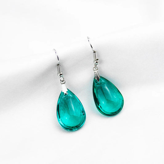 Boucles d'oreilles en verre vert exquis, crochet d'oreille, longue larme, goutte d'eau, cristal, pendentif, biscuits, quartz, festival, mère, femme, cadeau de bijoux