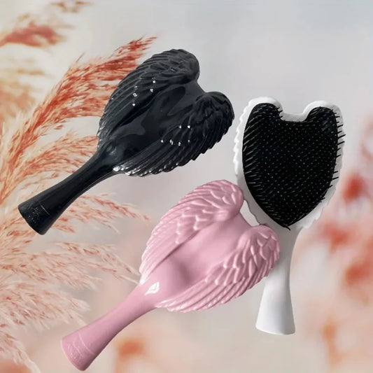 Peigne à cheveux ailes d'ange, poils en plastique durables, poignée ABS, adapté à un usage humide ou sec, petit outil de coiffure portable