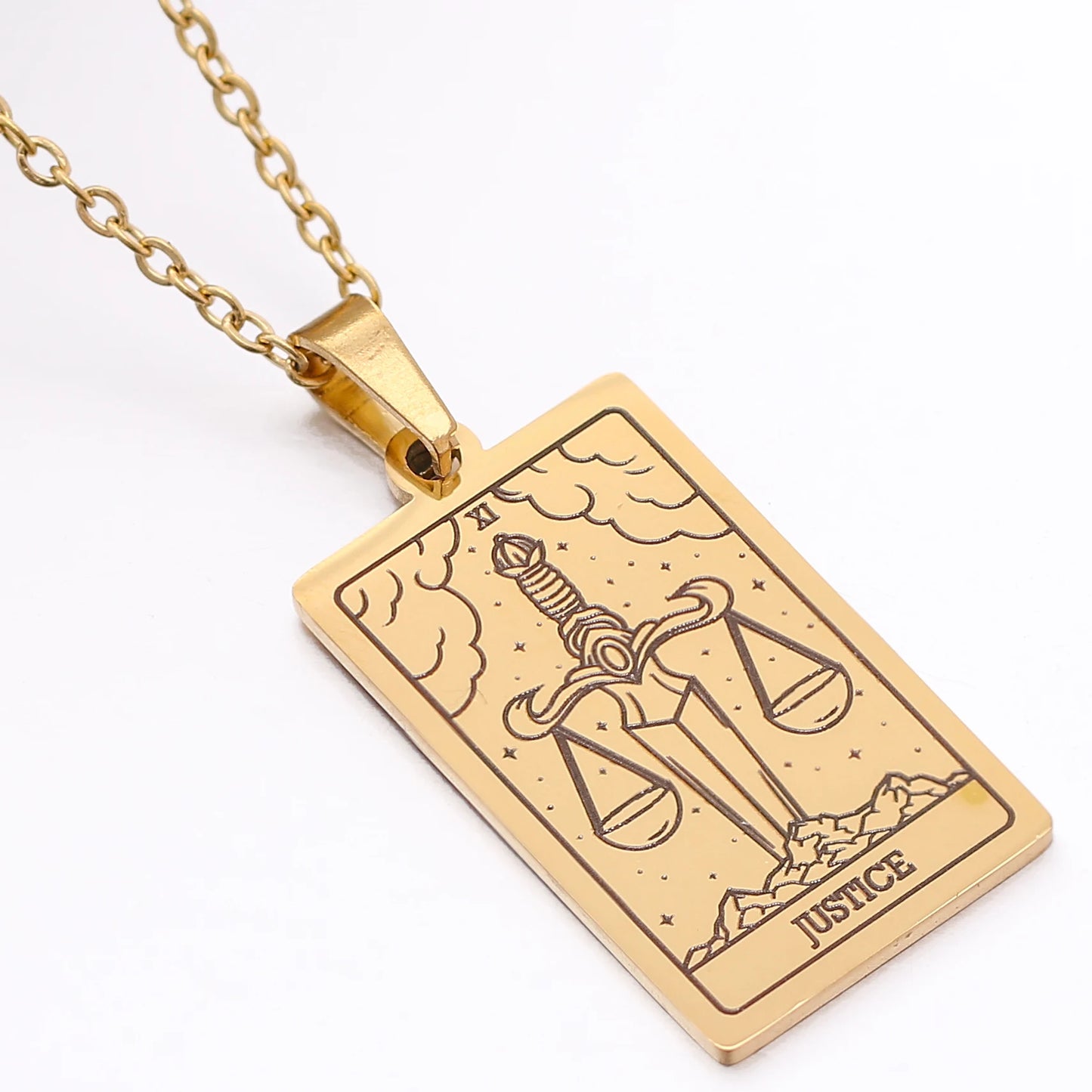 Collier de carte de Tarot en acier inoxydable, amulette porte-bonheur, bijoux ras du cou pour femmes, pendentif magicien/étoile/lune/soleil, vente en gros