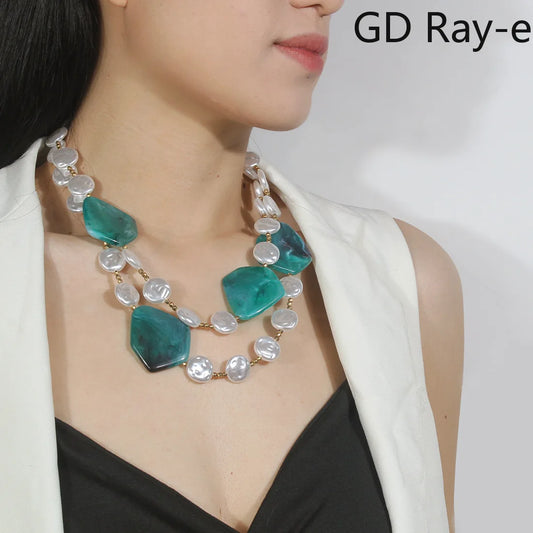 Collier rétro Simple avec chaînes de perles pour femmes, nouvelles pierres colorées créatives tissées multicouches, bijoux de plage pour filles, 2025