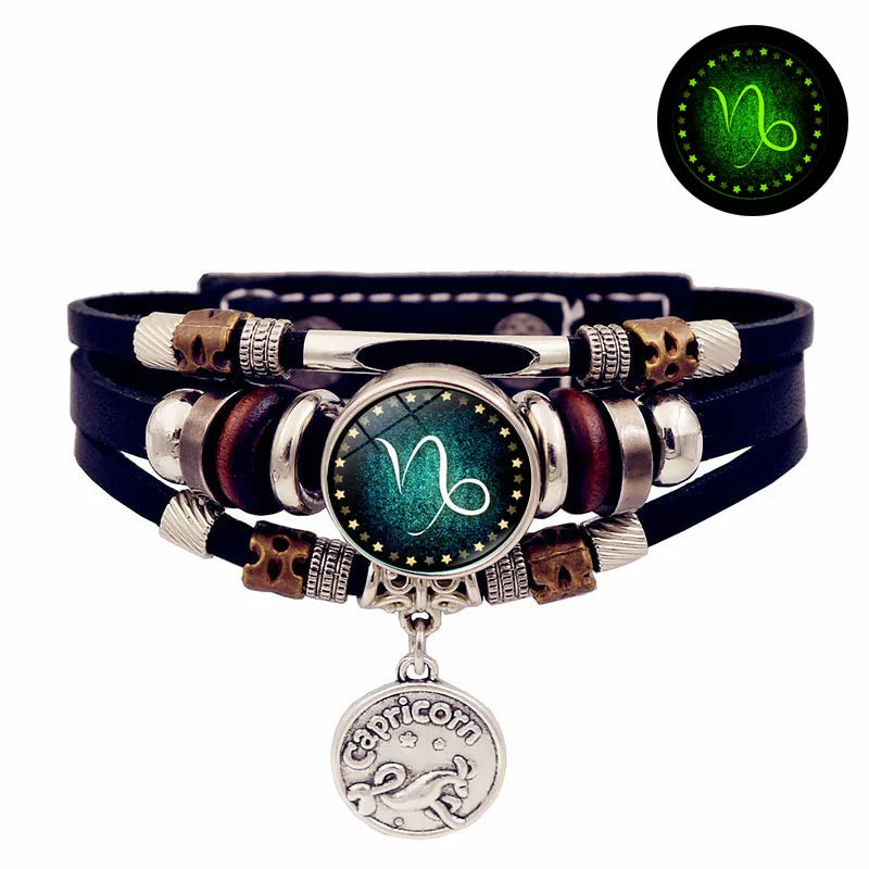 Bracelet en cuir du zodiaque ciel étoilé lumineux, multicouche, perles, bijoux pour Couple, cadeau d'amitié