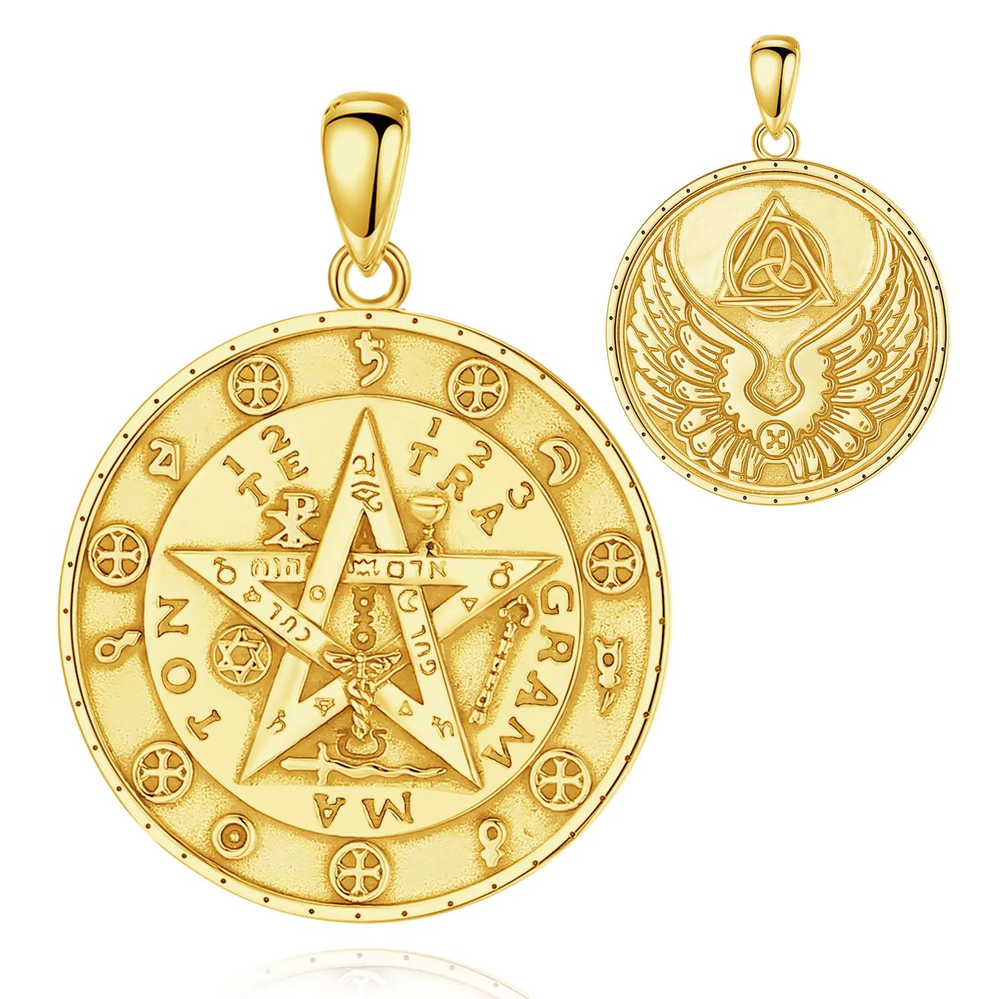 Collier Eudora en Argent Sterling 925 avec Pendentif Aile de Tétragramme en Or 18K – Amulette Symbolique Unisexe, Joaillerie Fine Contemporaine