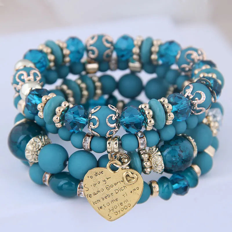 DIEZI bohème rose perles de cristal coeur bracelets porte-bonheur femmes filles ethnique arbre de vie breloque Bracelet Pulseira Feminina