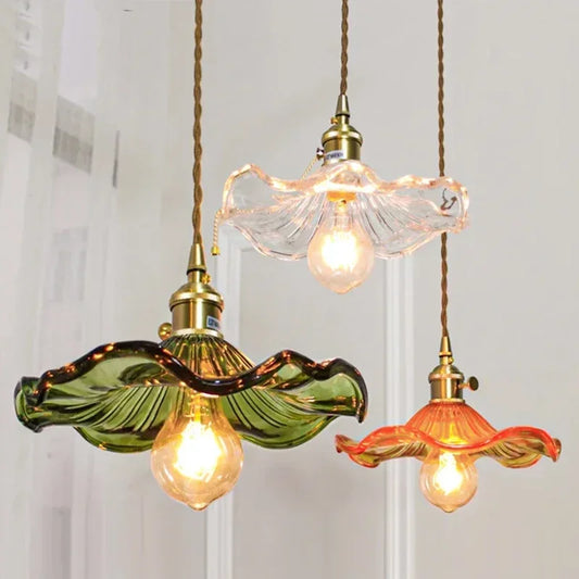 Style nordique Simple pendentif LED luminaires chambre salon barre coloré verre cuivre suspension lampe lumières