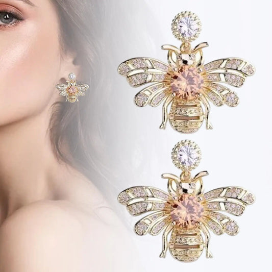 Boucles d'oreilles abeille en strass – bijoux élégants et raffinés, parfaits pour la Saint-Valentin, mariages et occasions festives.