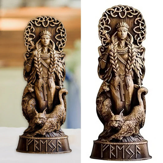 Statue de Freyja en Résine – Sculpture Scandinave du Panthéon Viking pour Autel Heathen Asatru