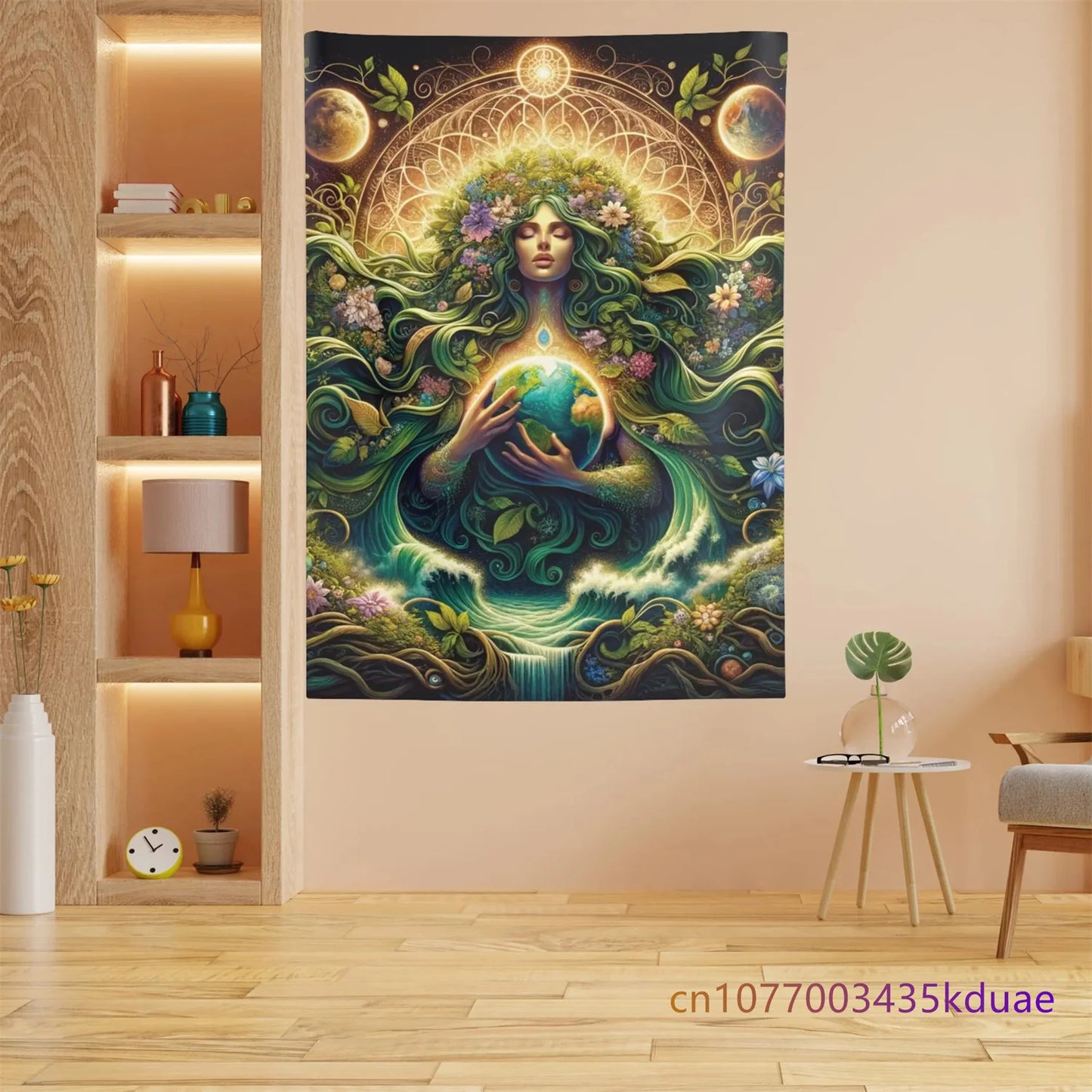 Gaia Art mère terre tapisserie murale mère Nature tenture murale bohème décor à la maison salle de méditation tapisserie fond tissu