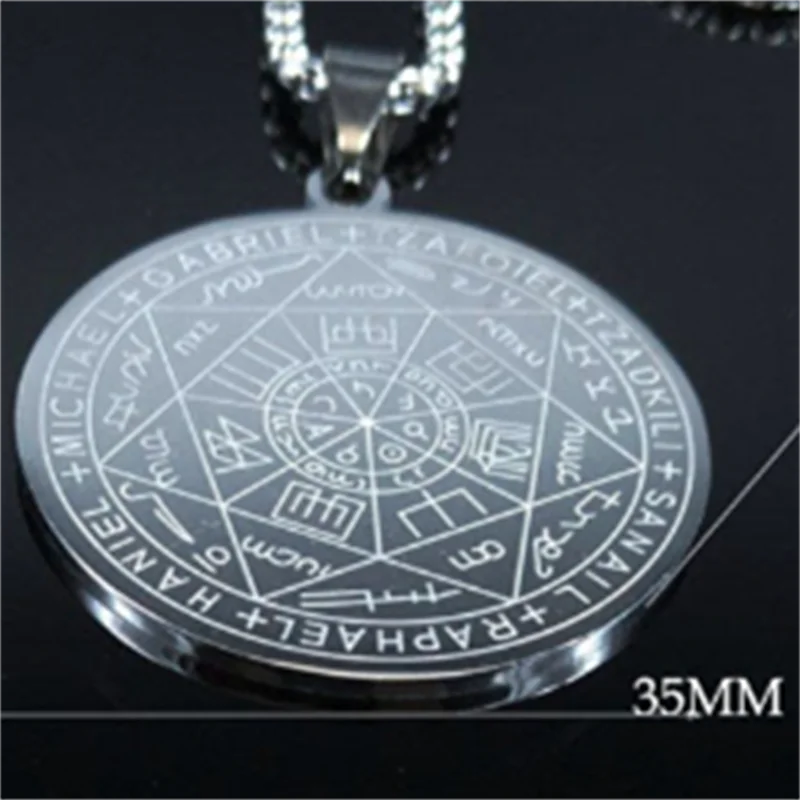 Colliers amulette des sept archanges en acier inoxydable pour hommes, collier Talisman sceau de salomon, bijoux de Protection