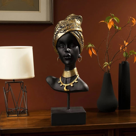 Statues de femmes africaines modernes, Sculpture noire, buste, tête de dame, bureau, décoration de maison, Console d'accent, décoration d'étagère