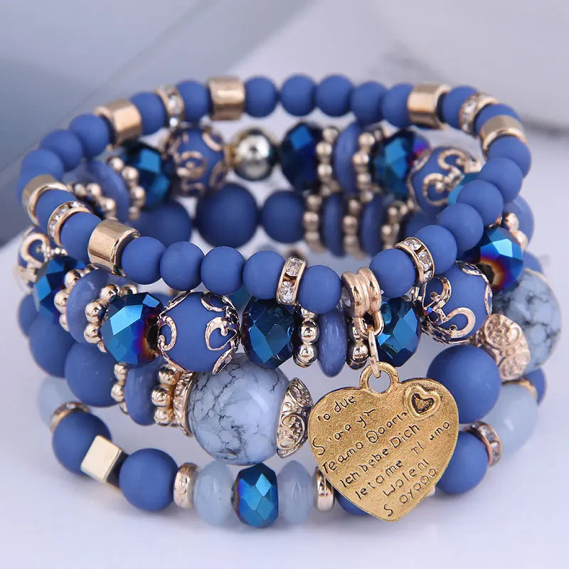 DIEZI bohème rose perles de cristal coeur bracelets porte-bonheur femmes filles ethnique arbre de vie breloque Bracelet Pulseira Feminina