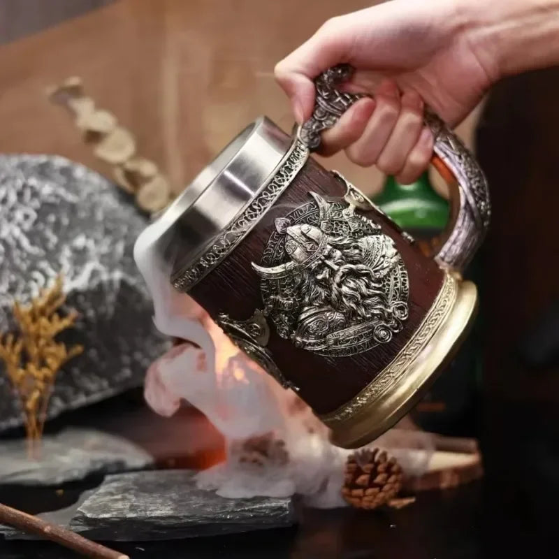Tasse gothique en forme de crâne, accessoires de Bar, tasse en résine 3D, tasse en résine en acier inoxydable, verres de fête Viking, Tankard de bière, décoration de maison, usage domestique