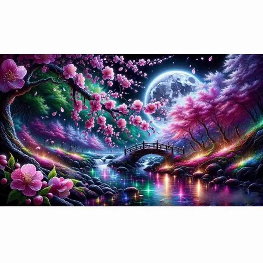 Nouvelle peinture diamant grande taille fleur de cerisier lune papillon paysage bricolage mosaïque complète broderie photo point de croix Kits