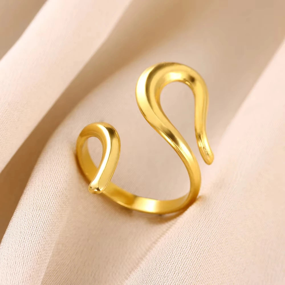 Bague Serpent Réglable en Acier Inoxydable Plaqué Or 316L – Style Gothique Vintage Unisexe