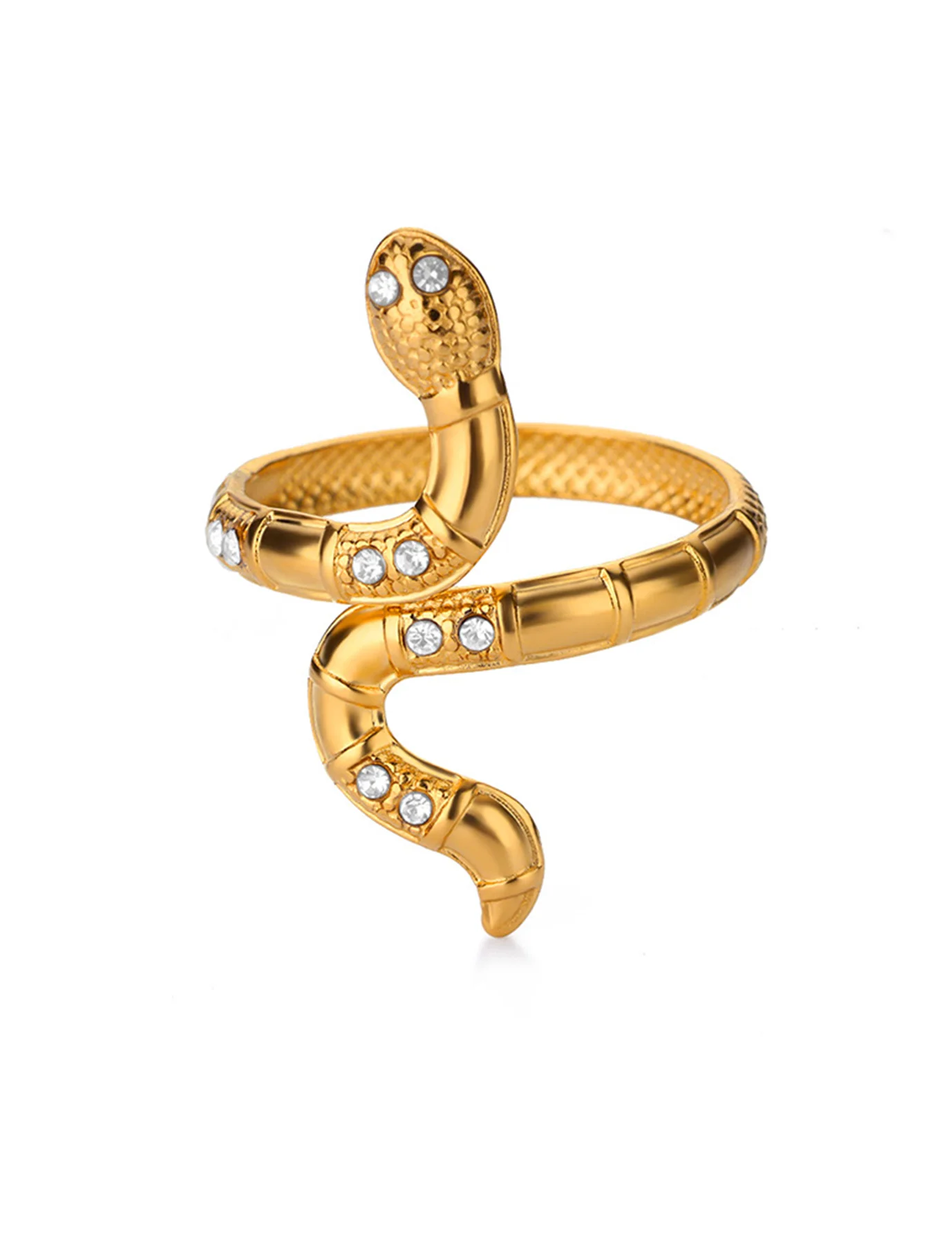 Bague Serpent Réglable en Acier Inoxydable Plaqué Or 316L – Style Gothique Vintage Unisexe