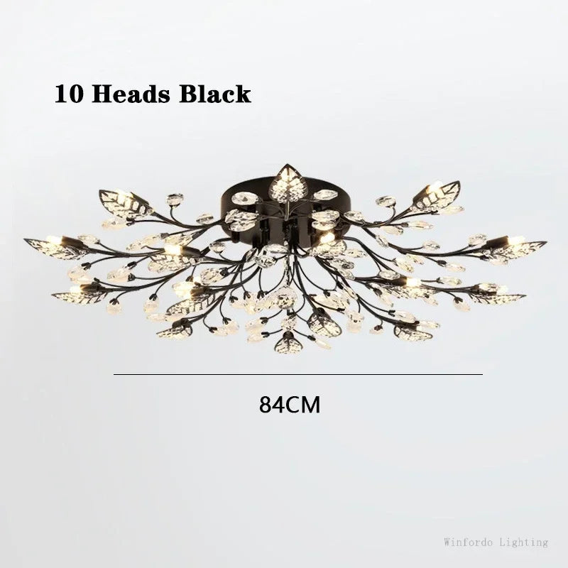 Plafonnier LED en cristal au design nordique moderne, disponible en noir et en jaune or, luminaire décoratif de plafond, idéal pour un salon ou une chambre à coucher, G4