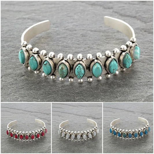 Bracelet Turquoise Vintage du Tibet pour femmes et hommes, Bracelets bohème ethnique gitane indien Afghan, bijoux turcs