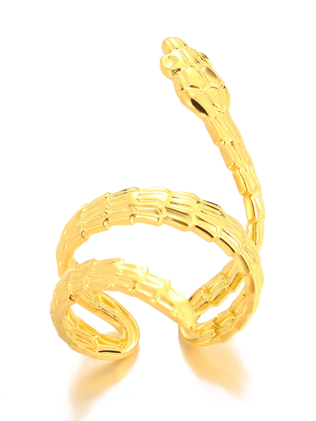Bague Serpent Réglable en Acier Inoxydable Plaqué Or 316L – Style Gothique Vintage Unisexe