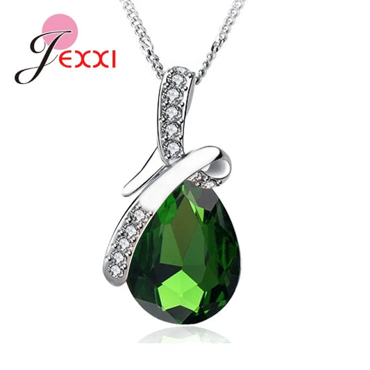 Pendentif goutte d'eau cubique en argent regardé 925, cristal de documents multiples, bijoux de fiançailles de mariage, cadeau pour les patients, contre-indiqué, colliers de la présidence