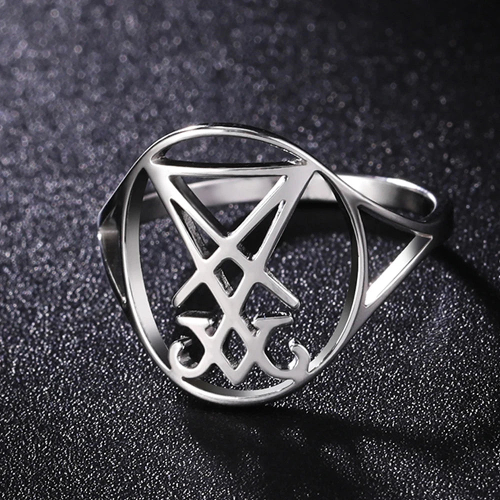 Dawapara Leviathan croix anneau église sceau de Lucifer Lorraine croix symbole alchimique bague en acier inoxydable