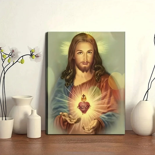 Toile de peinture abstraite de jésus, saint cœur, affiche d'art mural, miséricorde divine, image chrétienne catholique, décoration de maison, sans cadre, 1 pièce