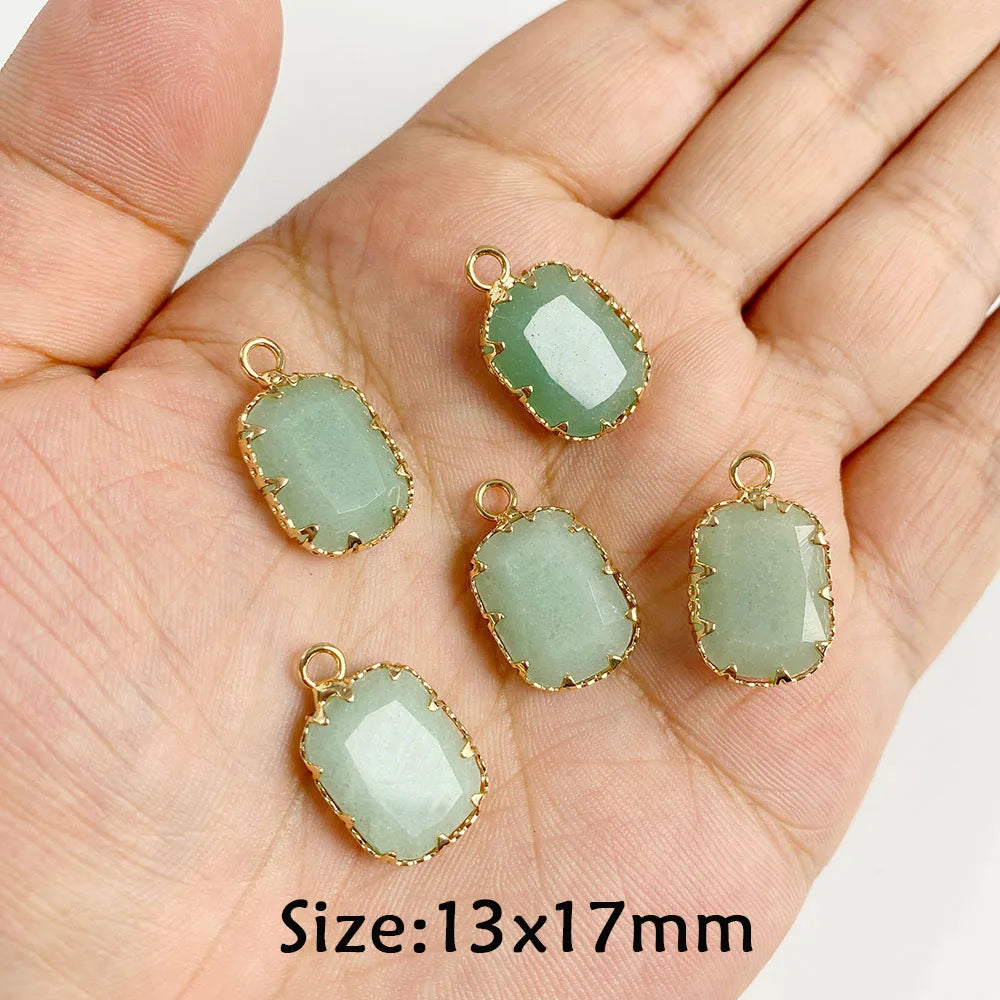 Pendentif en Pierre Naturelle Aventurine Verte, Perles de Jades de Guérison, Breloques Porte-Bonheur, Bijoux de Bricolage pour Femme et Homme, 2 Pièces