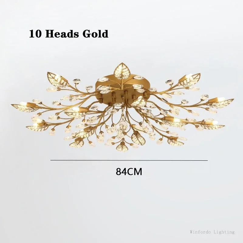 Plafonnier LED en cristal au design nordique moderne, disponible en noir et en jaune or, luminaire décoratif de plafond, idéal pour un salon ou une chambre à coucher, G4