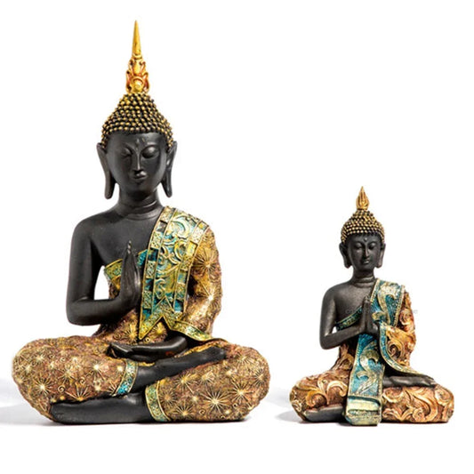 Grande Statue de bouddha thaïlande, Sculpture de bouddha en résine verte faite à la main, bouddhisme hindou Fengshui, Figurine de méditation, décoration de maison