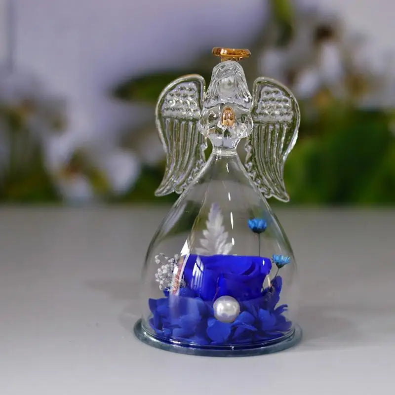 Ange Rose fleur éternelle ange verre romantique conservé Rose ange décor décoratif ange Statues et Figurines cadeaux pour maman